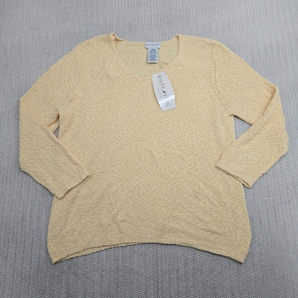 White Stag Sweaters - White Stag Sweater Womens XL Yellow Textured Pullover Crewneck Lightweight Top